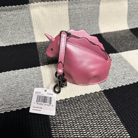 NWT Coach 1941 Uni Unicorn coin case wallet key fob keychain pearl pink coin bag - Picture 5 of 7